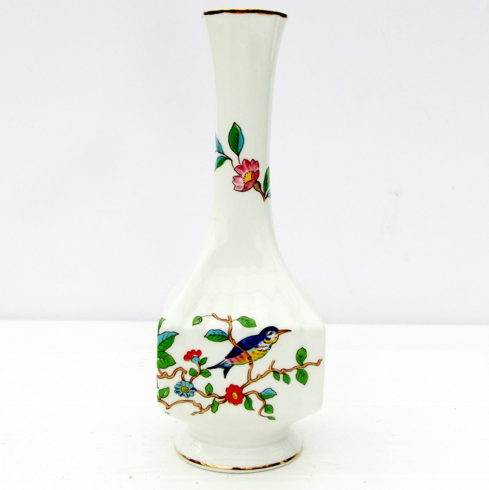 Vintage Aynsley Pembroke Fine Bone China Floral Birds Bud Vase On