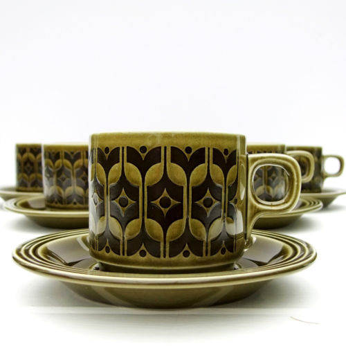 Vintage Retro 1960s Hornsea Heirloom Green Tea Coffee Set 6 Cups ...