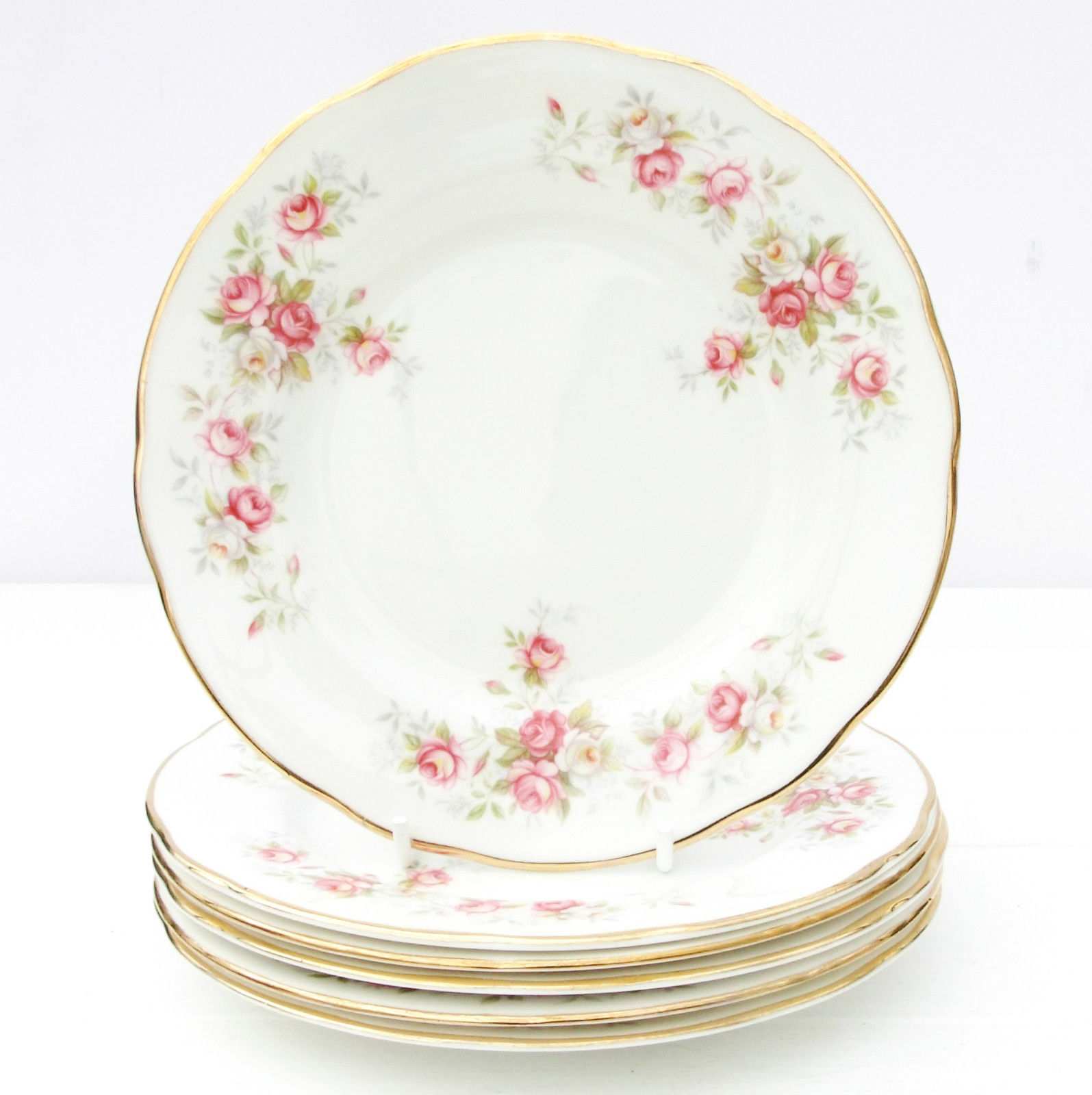 Vintage Duchess June Bouquet Bone China Set 6 Tea Plates Pink Roses on The Vintage Pantry Store